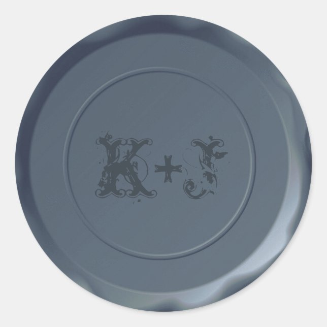 Adesivo Monogrammed Royal Slate Wedding Envelope Seal (Frente)
