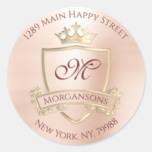 Adesivo Monogramo Endereço de Devolução Crown Royal Blu