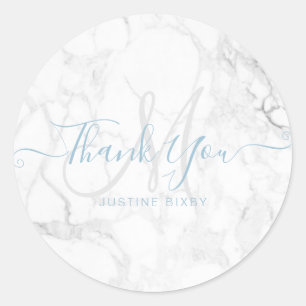 Adesivo Monogramo Marble Script Obrigado, Azul Dourado