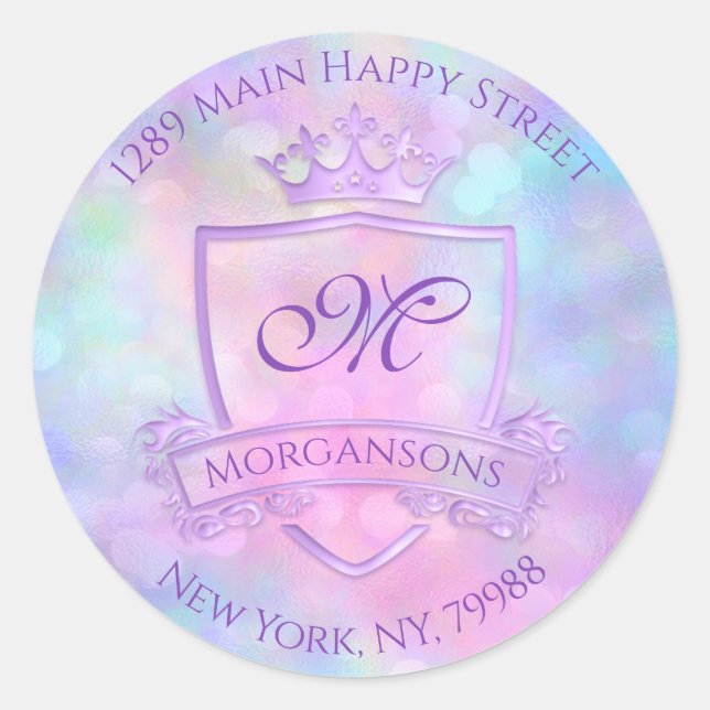 Adesivo Monogramo Return Address Crown Royal Holographic (Frente)