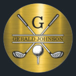 Adesivo Monsenhor Elegante Golf...<br><div class="desc">Design de Monograma Elegante de Golf Personalizado Minimalista por Edward Eksi. Fácil modificação de INICIAIS e TEXTOS para suas necessidades.</div>