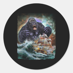 Adesivo Monster Gorilla Como Kraken Ataca Um Navio De Guer
