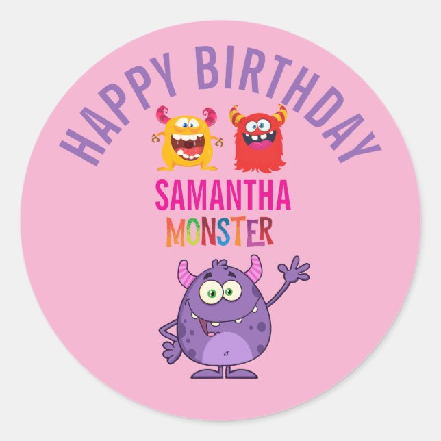 Adesivo Monster kids Joy Pink Vilet Fun  (Frente)