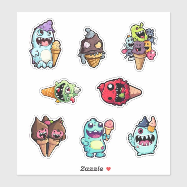 Adesivo Monster Munchies Sorvete Stickers pt 3 (Folha)
