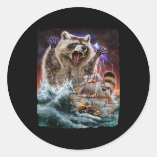 Adesivo Monster Raccoon Como Kraken Ataca Um Navio De Guer