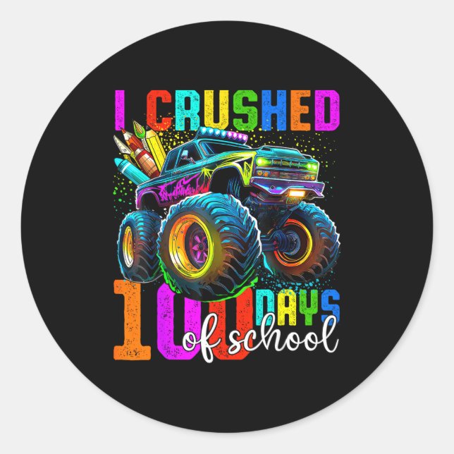 Adesivo Monster Truck 100th Day Of School Boys 100 Days Of (Frente)