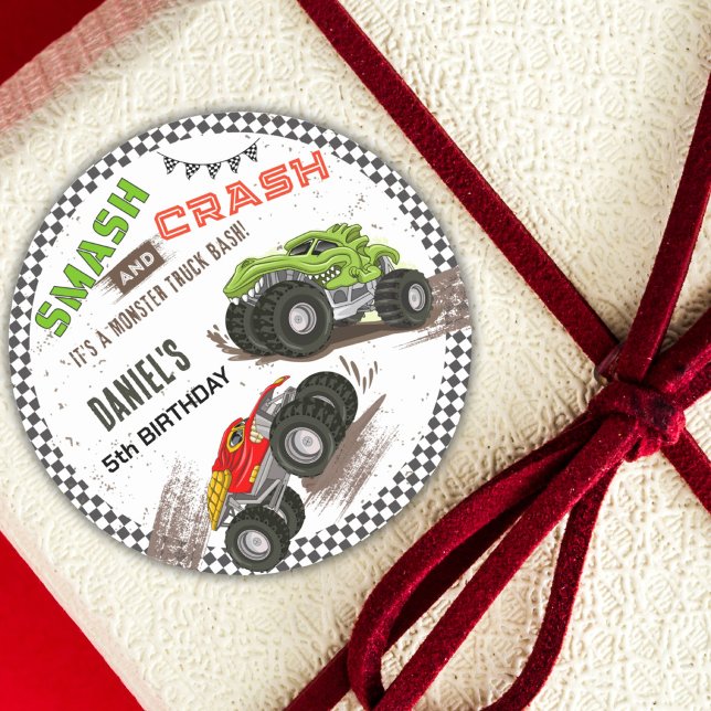 Adesivo Monster truck bash cool modern cute 5th birthday  (Criador carregado)