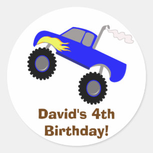 Adesivo Monster Truck Birthday - Vinheta Personalizada