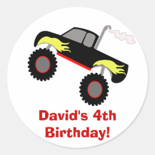 Adesivo Monster Truck Birthday - Vinheta Personalizada