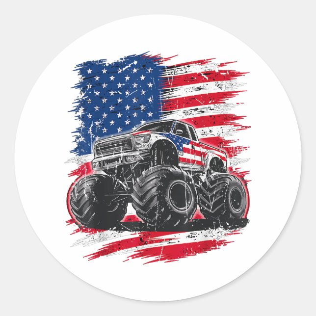 Adesivo Monster Truck EUA Flag American (Frente)