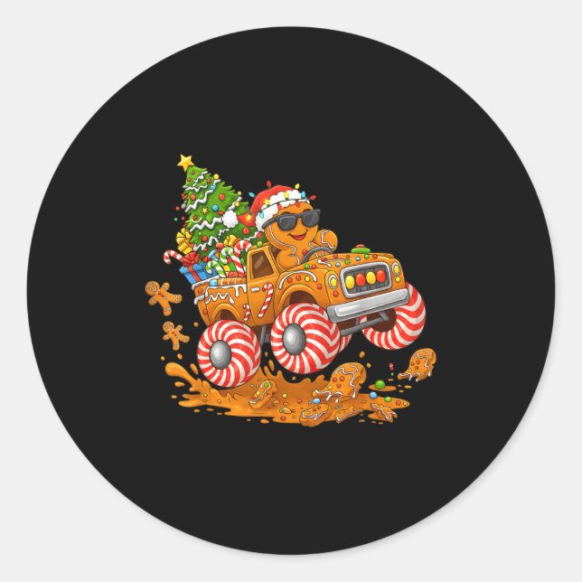 Adesivo Monster Truck Gingerbread Man Funny Christmas Baki (Frente)