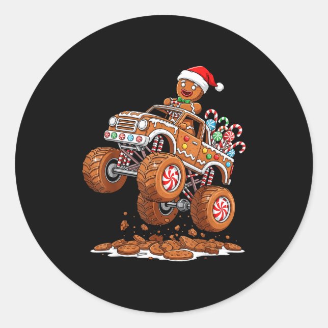 Adesivo Monster Truck Gingerbread Man Funny Christmas Baki (Frente)
