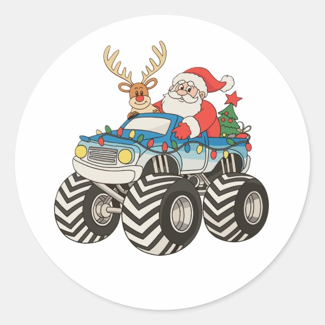 Adesivo Monster Truck Papais noeis de Natal Reindeer Festi (Frente)