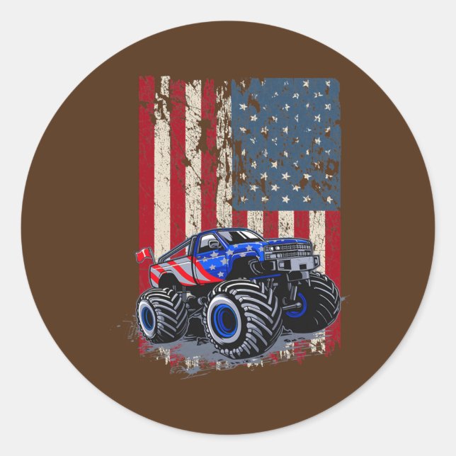 Adesivo Monster Truck US Flag Para Menina Que Ama (Frente)