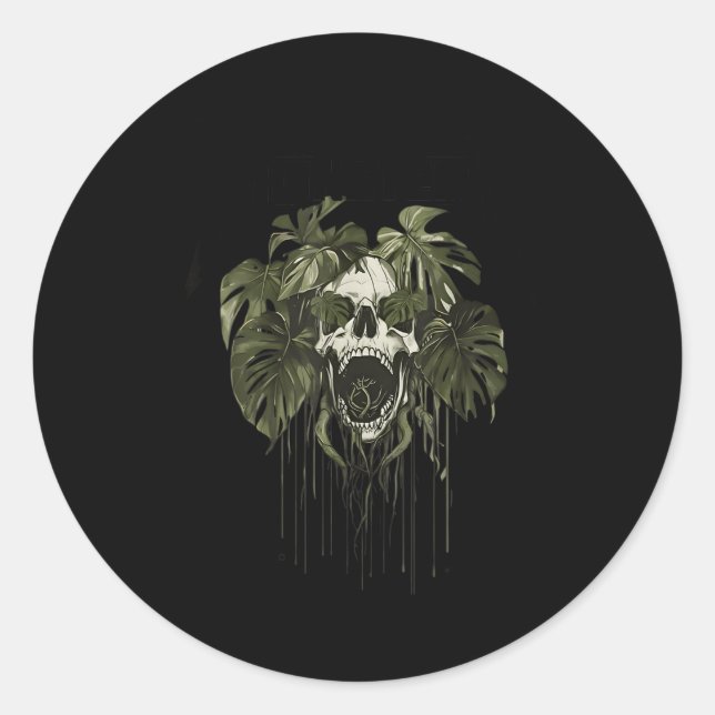 Adesivo Monstera Funny Skull Plant Lover Nge Gardener Wome (Frente)