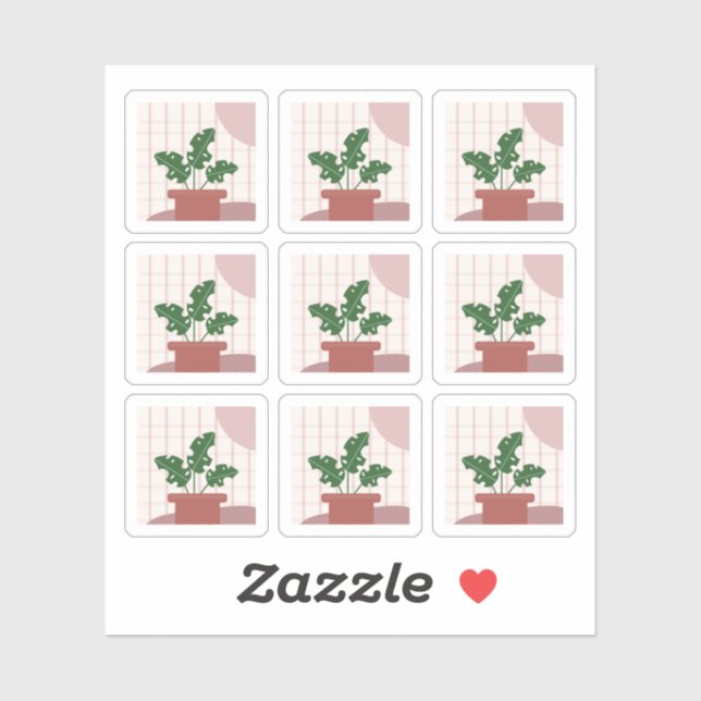 Adesivo Monstera House Plant Frames Bohemian Sticker (Folha)