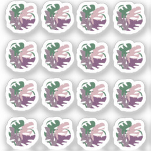 Adesivo Monstera Leaf Mistura Verde Roxo
