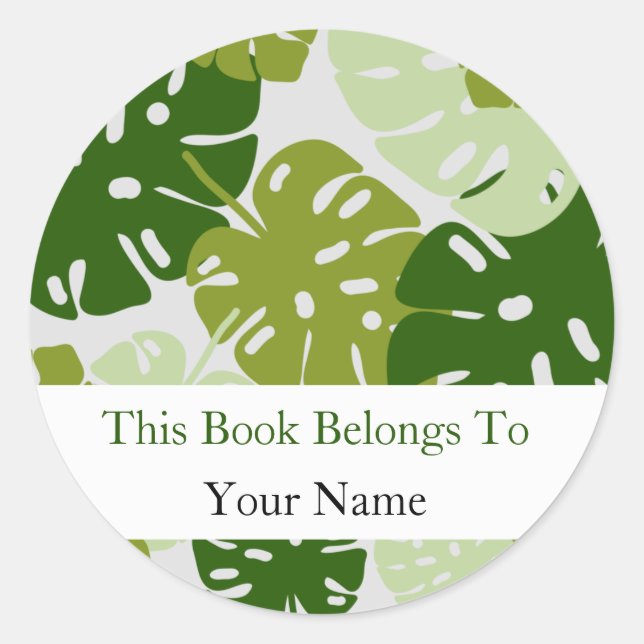 Adesivo Monstera Leaf Pattern Bookplate (Frente)