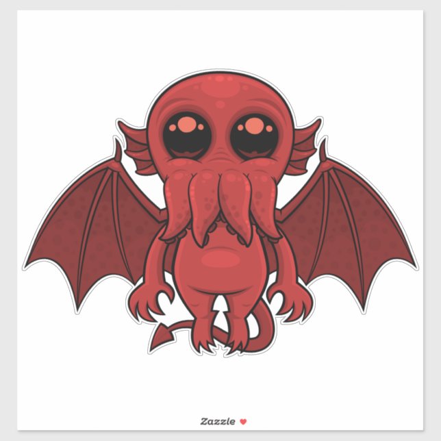 Adesivo Monstro Adorável do Mar Vermelho Cthulhu (Folha)