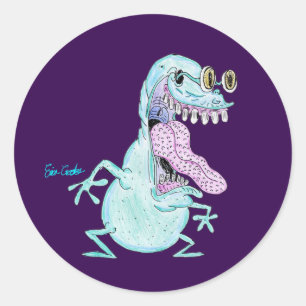 Adesivo monstro alienígena desenho animado azul claro
