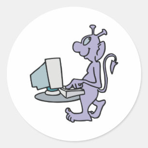 Adesivo monstro alienígena roxo bobo de computador