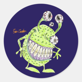 Adesivo monstro alienígena verde de 4 olhos