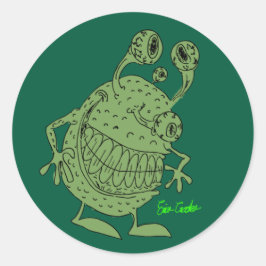 Adesivo monstro alienígena verde de 4 olhos todo verde