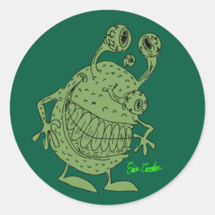 Adesivo monstro alienígena verde de 4 olhos todo verde