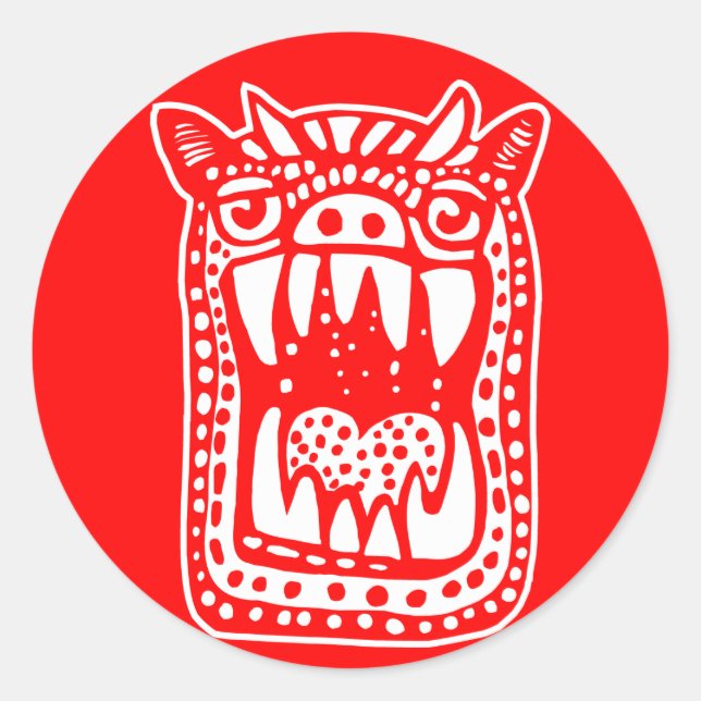 Adesivo Monstro Assustador - Vermelho (Frente)