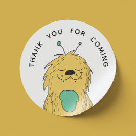 Adesivo Monstro bonito. Obrigado de aniversário para vir