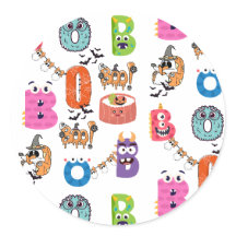Monstro Colorido “BOO” Design Cartoon para Hallowe