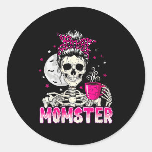 Adesivo Monstro da Mamãe Caveira Amante de Café do Hallowe
