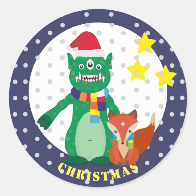 Adesivo Monstro de Cuta, Feliz ano novo de raposa retrógra (Frente)