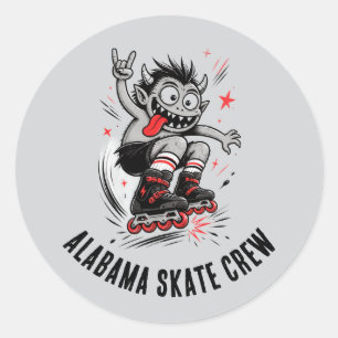 Adesivo Monstro de Desenho Animado em Patins
