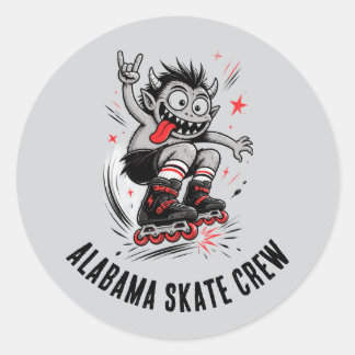 Adesivo Monstro de Desenho Animado em Patins