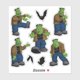 Adesivo Monstro de Frankenstein Verde Engraçado Desenho An