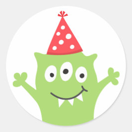 Adesivo Monstro engraçado com chapéu de festa