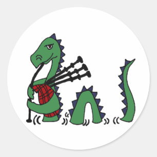 Adesivo Monstro engraçado de Loch Ness que joga Bagpipes