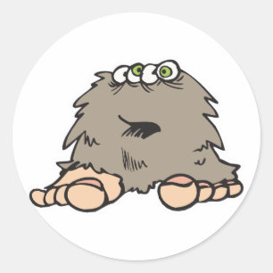 Adesivo monstro engraçado e peludo do pé-grande