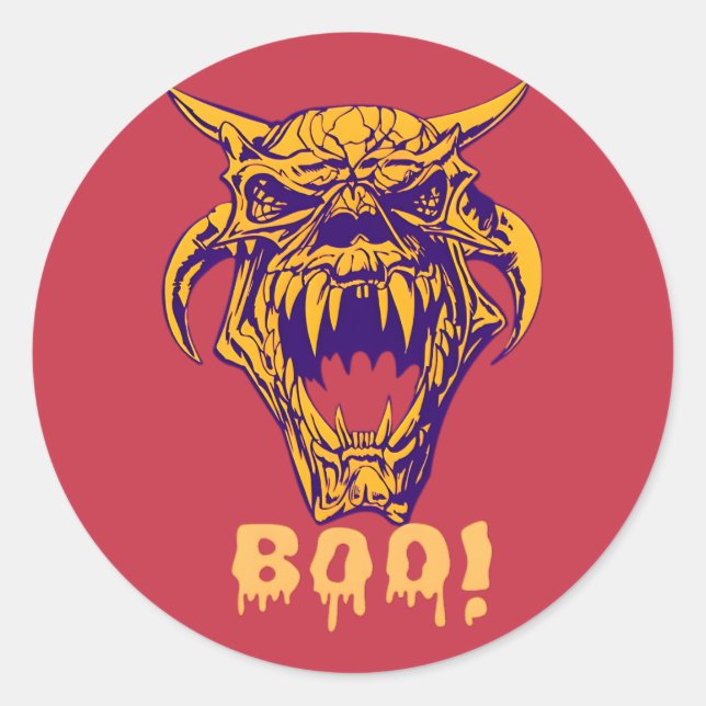 Adesivo Monstro feroz Boo de Halloween Design Stickers (Frente)