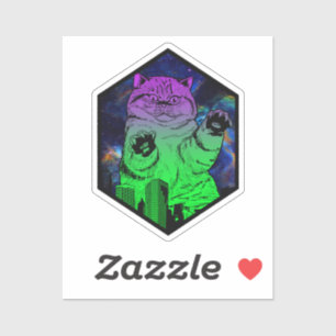 Adesivo Monstro Gigante Ataques Catzilla Cat Skyline