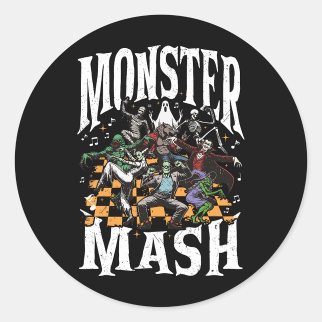 Adesivo Monstro Mash Retro Halloween Monstro Engraçado Spo (Frente)