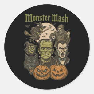 Adesivo Monstro Mash Retro Halloween Monstro Engraçado Spo
