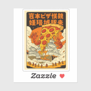 Adesivo Monstro Retro Gigante de Pizza Ataca Castelo Himej