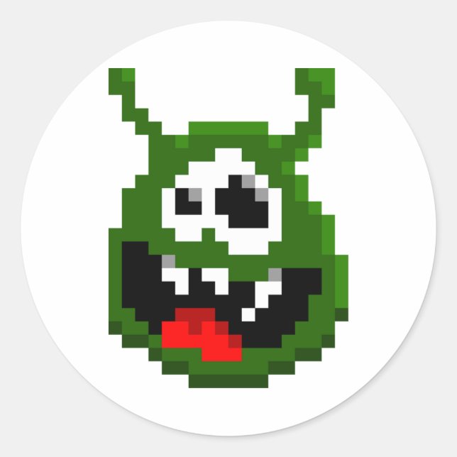 Adesivo Monstro Verde - Arte em Pixel (Frente)