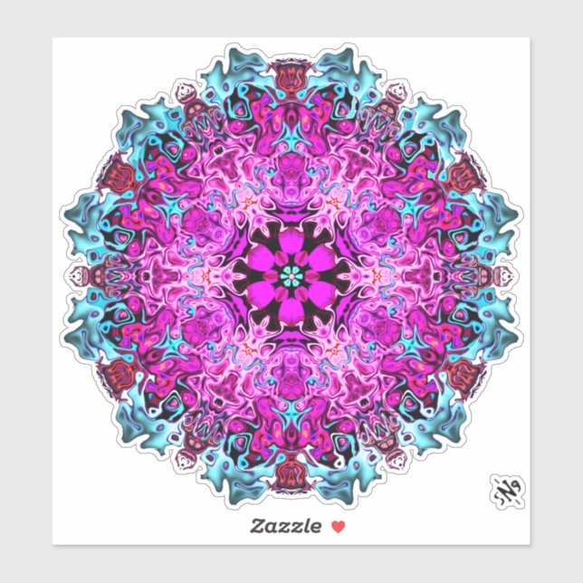 Adesivo Monstros e uma flor (padrão abstrato) v1.1 (Folha)