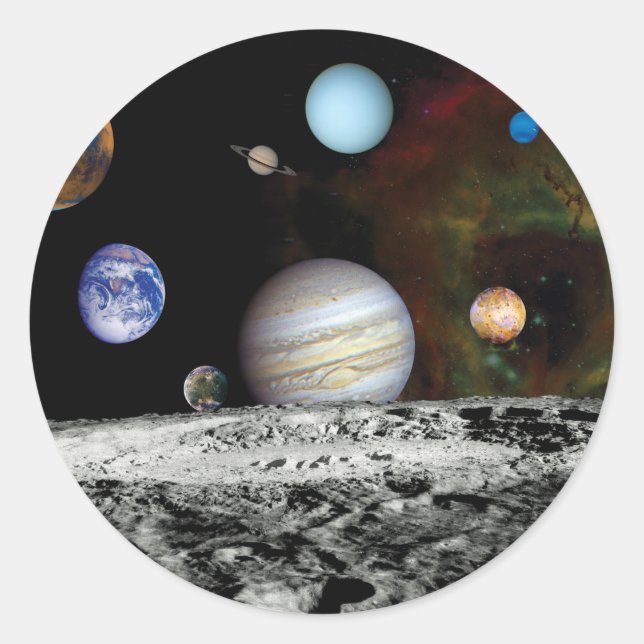 Adesivo Montagem de Imagens do Sistema Solar pela Voyager  (Frente)