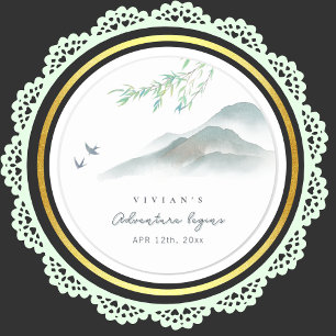 Adesivo Montanha de Aquarela de Vegetação Rústica