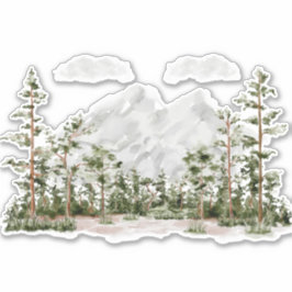Adesivo Montanha e Floresta de Aquarela Monogramada