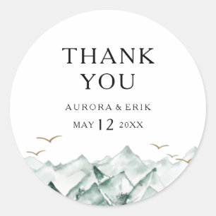 Adesivo Montanha verde e Dourada Obrigado pelo casamento